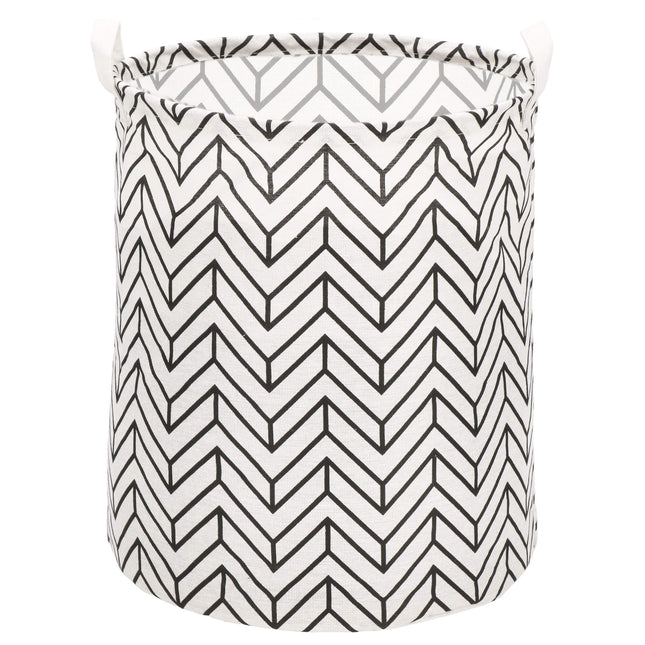 Opbergmand - Speelgoedmand - Kledingmand - Organizer - Handvatten - Geometrisch - Zwart - Wit