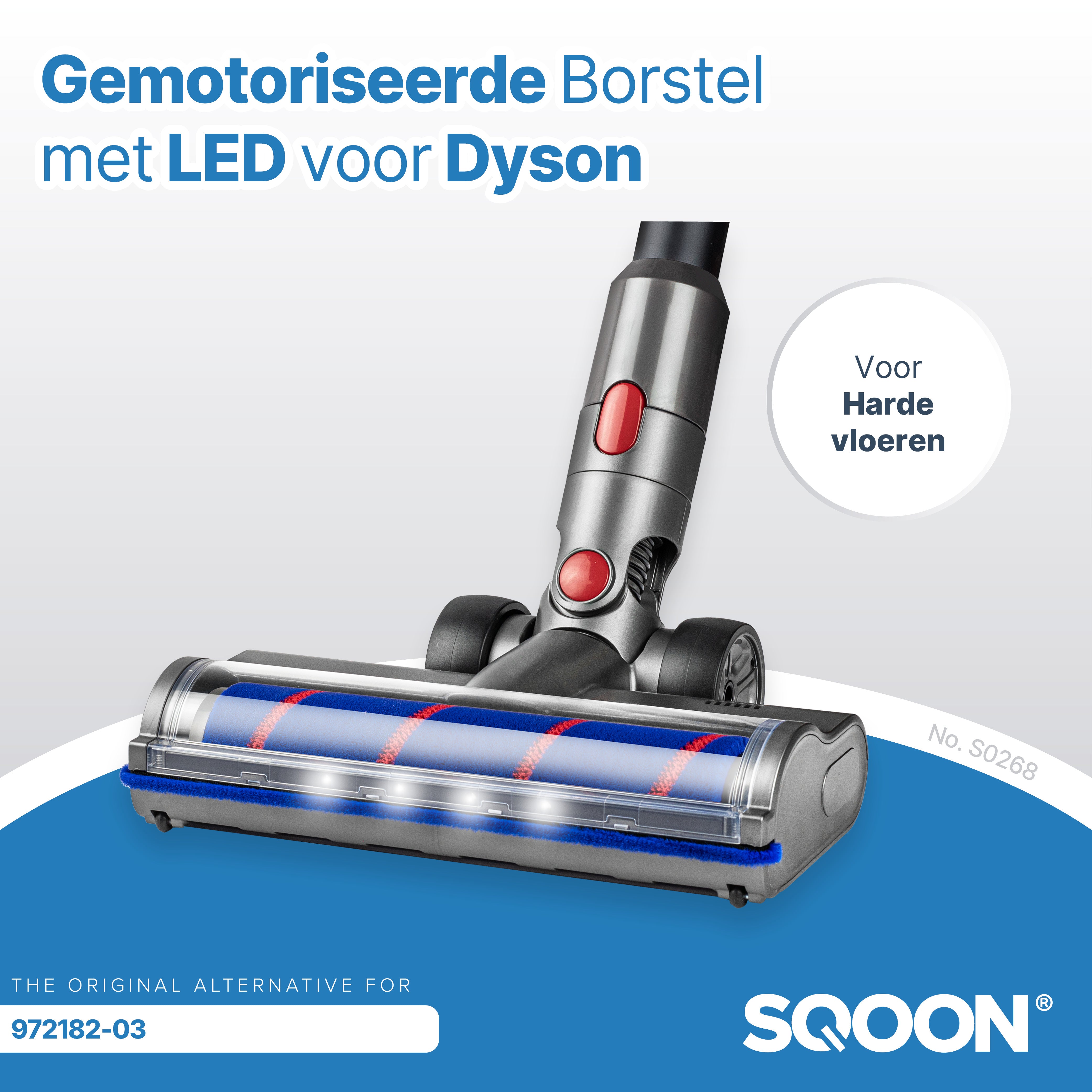 SQOON Stofzuiger Mondstuk Geschikt voor Dyson Stofzuiger V7 / V8 / V10 / V11 en v15 Series - Zuigmond voor Dyson Steelstofzuiger - LED Licht