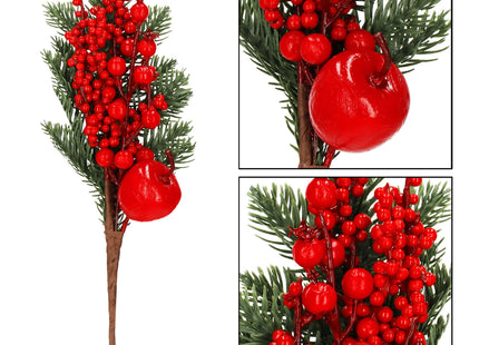 Kersttak | Lijsterbessen Decoratie | Rood | Middenstuk | 32 cm