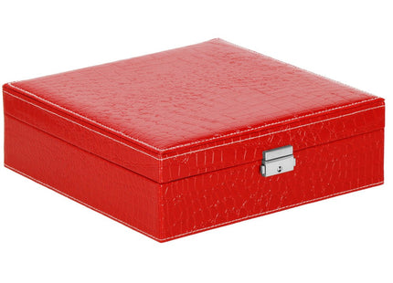 Sieradendoos | Juwelendoos | 2 Lagen | 26 x 26 x 8.5 cm | Rood