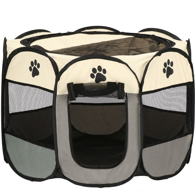 Puppyren | Hondenren | Opvouwbare Dierenren | 73 cm | Grijs/Zwart/Beige