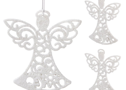 Kersthanger | Engel | Kerstboomhanger | Wit | Glitters | Kunststof | 10 cm | 3 Stuks