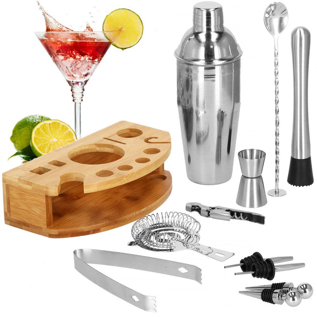 Cocktail Set | 12-Delige Cocktail Shaker Set | RVS | Zilverkleurig