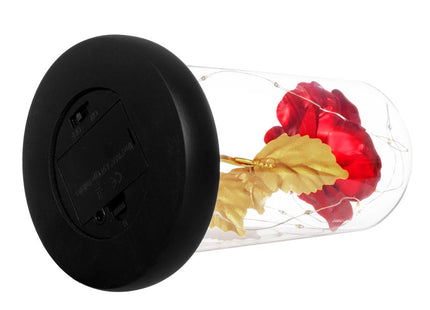 Roos | Valentijn | Rozen | LED | 22 cm | Rood/Goud/Zwart | Warm wit
