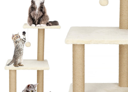 Krabpaal - 2 Etages - Voor Katten - Meubelbescherming - 35 x 34,5 x 47 cm - Grijs/Beige