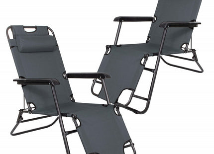 Tuinstoelen | Ligstoel |Verstelbaar | Inclusief Hoofdsteun | 2 Stuks | Antraciet