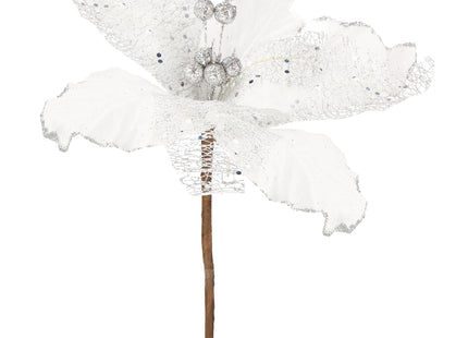 Kunstbloem - Kunststof - Zilver - Glitters - 23 cm
