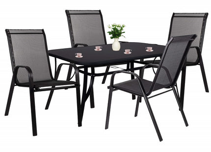 Tuinset | Tuinset 4 Persoons | Tuinsets | Tuintafel & Tuinstoelen | 4 Personen | Zwart