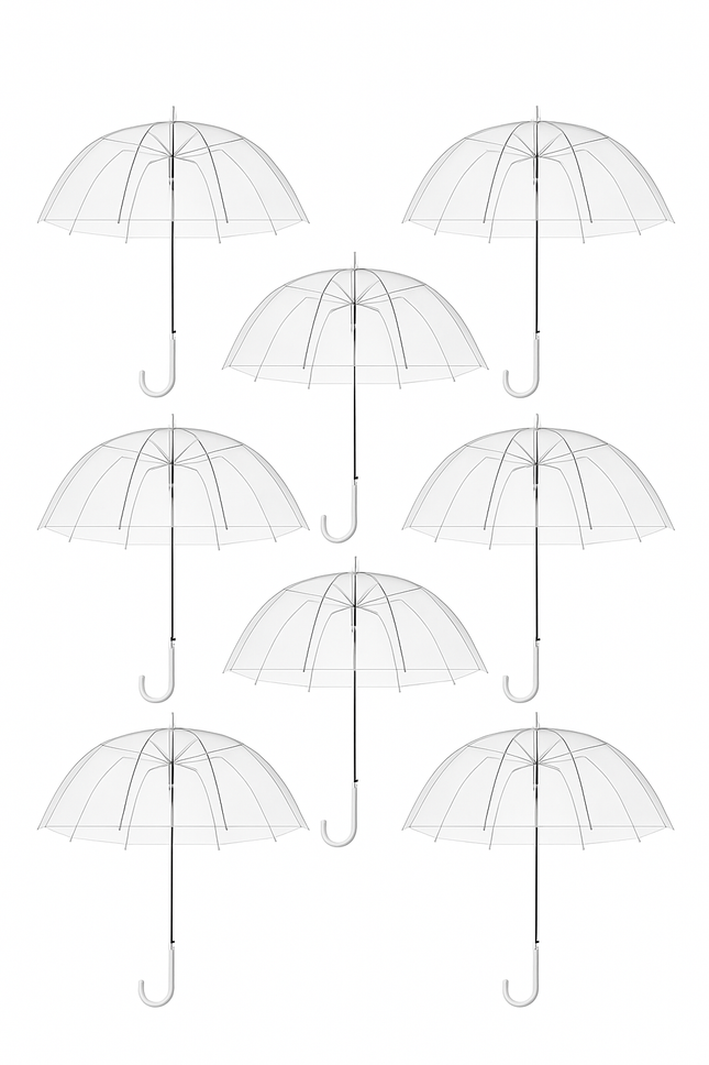 Transparante Paraplu - Doorzichtig - Voor Volwassenen - Ø 94 cm - 8 stuks