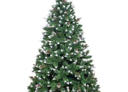 Kunstkerstboom | Premium Royal | Sneeuw | Dennenappels | 150 cm | Zonder Verlichting | Houten Standaard