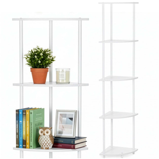 Wandrek - Hoekplank - Boekenplank -  Wit - 5 Etages - 147 Cm - Metaal