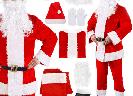 Kerstman Kostuum | Kerstman Pak | Verkleedkleding | 9-Delig | Rood/Wit