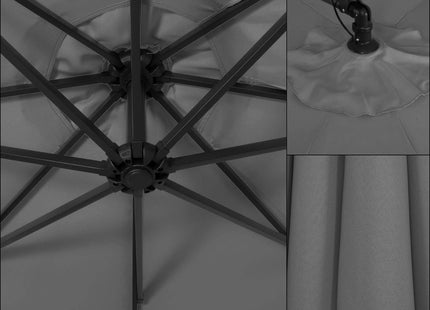 Parasol | LED | Parasols | Kantelbaar | Met Ventilatie | Grafiet | Ø300 cm