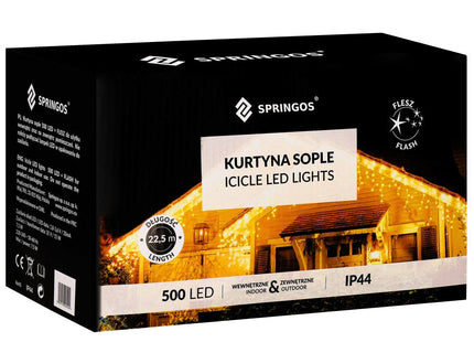 IJspegel Verlichting Buiten | 20 m + 2.5 m Snoer | 500 LED | Warm Wit | Koppelbaar | Flash