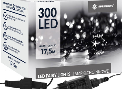 Kerstboomverlichting | met 300 LED Lampjes | 15 M | Koud Wit | Flits