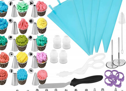 Taart Decoratie Set | 70-Delig | Opbergdoos | Blauw