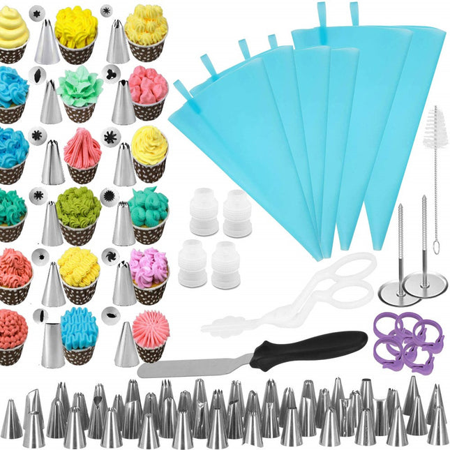 Taart Decoratie Set | 70-Delig | Opbergdoos | Blauw