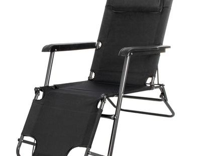Tuinstoel | Ligstoel | Opvouwbaar | Verstelbaar | Ergonomische Hoofdsteun | Zwart