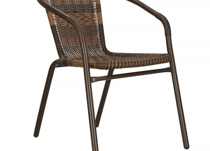 Tuinset | Balkonset | Bistroset | 3-Delig | Tafel + 4 Stoelen | Zwart/Bruintinten
