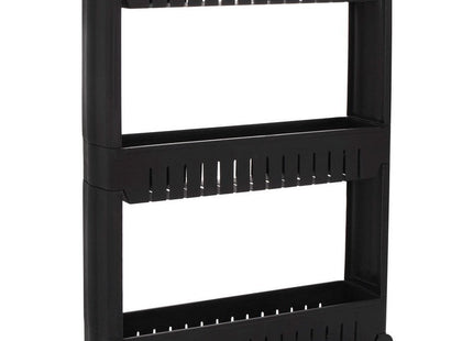 Keukentrolley | Keukentrolley Op Wieltjes | Badkamer Trolley | Opbergrek | 3 Niveaus | 70 x 54 x 12.5 cm | Zwart