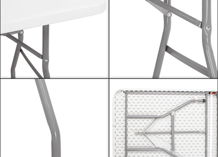 Klaptafel | Vouwtafel | Kampeertafel | Inklapbaar | Draagbaar | 240 x 75 cm | Wit