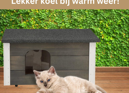Kattenhuis - Voor Buiten - Geïsoleerd - 56 x 46 x 30 cm - Grijs