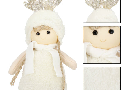 Kerstdame - Kerstversiering - Witte Rendierkabouter - 20 cm