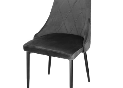 Stoel - Gestoffeerd - Fluwelen - Metaal - Woonkamer - Keuken - Eetkamer - Interieur - Donkergrijs