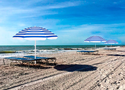 Parasol | Strand Parasol | Parasols | Opvouwbaar | 180 cm | Blauw/Wit