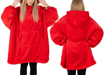 Oversized Fleece Deken/Trui - Oversized Deken - Oversized Trui - Hoodie - Capuchon - Rood