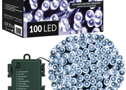 Kerstverlichting | 10,5 m | Batterij | 100 LED | Koel Wit