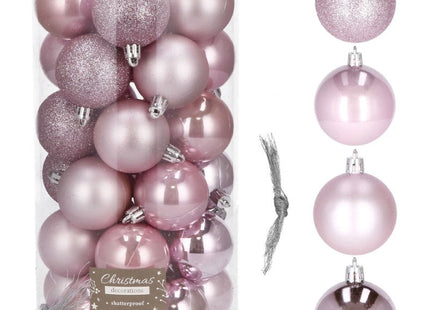 Kerstballen | 30 Stuks | 5 cm | Roze Tinten