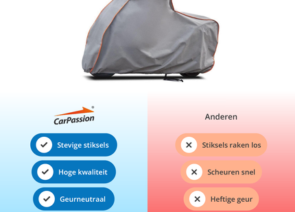 CarPassion Pure Motorhoes - Beschermhoes - Waterdicht &amp; Vorstbestendig - Maat L - Grijs - 248 x 127 cm