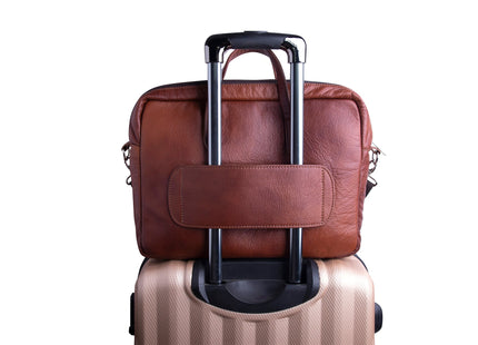 Leren Aktetas - Laptoptas - 15,6 inch - Bruin - 43 x 35 x 4,5 CM