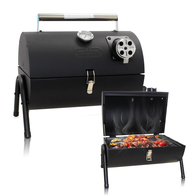 Houtskoolbarbecue - Smoker - BBQ - Grill - Draagbaar - Uitklapbaar - Cilinder - Camping - Zwart