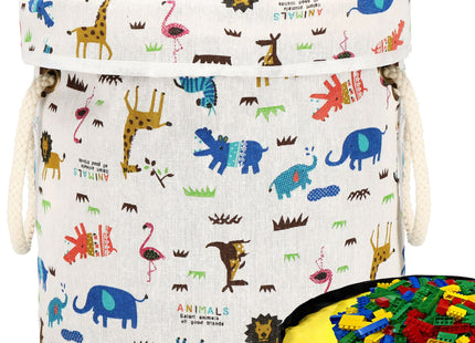 Opbergmand - Speelgoedmand - Kledingmand - Organizer - Deksel - Handvatten -  Animals - Multicolor
