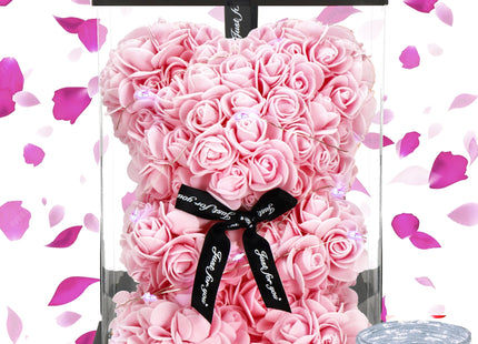 Rozen Beer | Rozenbeer | Rose Bear | Rozen Teddybeer | Liefde | Inclusief Giftbox | 27 x 17 x 16 cm | Roze