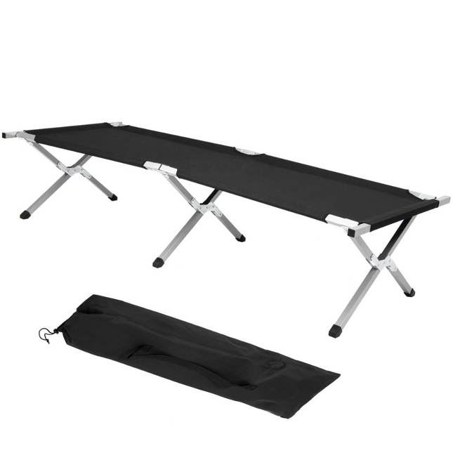 Kampeerbed | Stretcher | Zwart | Tot 150 KG | 190,5 CM