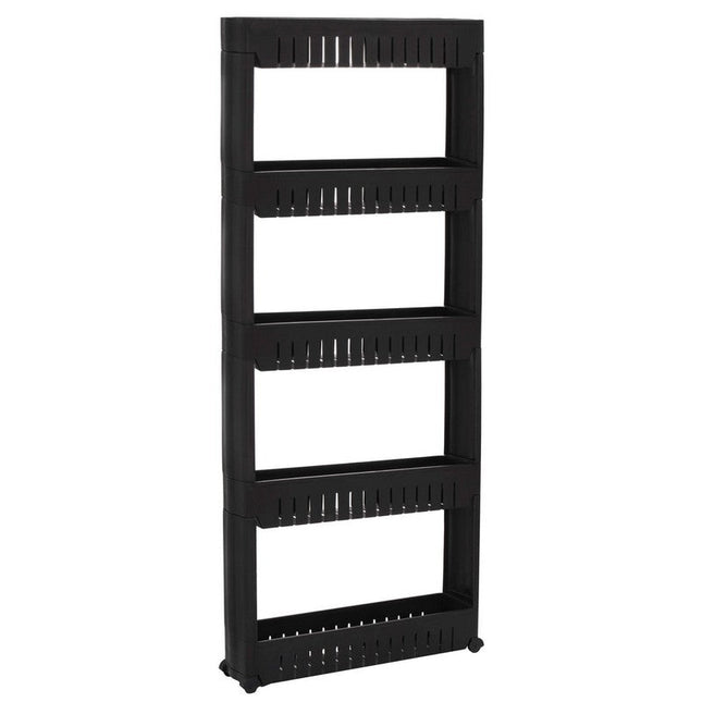 Keukentrolley | Keukentrolley Op Wieltjes | Badkamer Trolley | Opbergrek | 5 Niveaus | 131.5 x 54 x 12.5 cm | Zwart