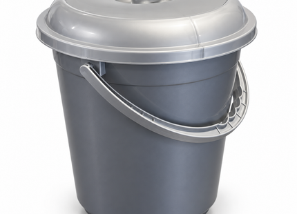 HL - Luieremmer 10 Liter - Met Deksel en Draagbeugel - Grijs - 2 Stuks