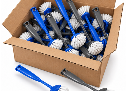 Kleine Afwasborstels - 50 Stuks – Ronde Afwasborstel met Handvat – Blauw en Grijs