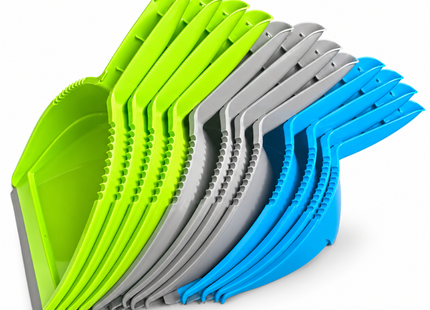 Stoffer en Blik – 12 Complete Sets – Blauw, Groen en Grijs – Handveger met Stofblik – Ophangbaar