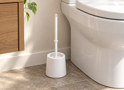 Toiletborstel met Houder – Doos met 30 Stuks – Wit – Hoogte 38 cm – Kunststof WC Borstelset