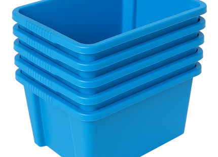 Set 5 Blauwe Opbergboxen – Stapelbaar – 32 Liter Inhoud - Opslagdoos - Stapelbakken