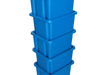 Set 5 Blauwe Opbergboxen – Stapelbaar – 32 Liter Inhoud - Opslagdoos - Stapelbakken
