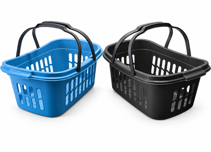 Winkelmand met Hengsel – Set van 2 – Boodschappenmand – Met Handgrepen – 53x36x24 cm.