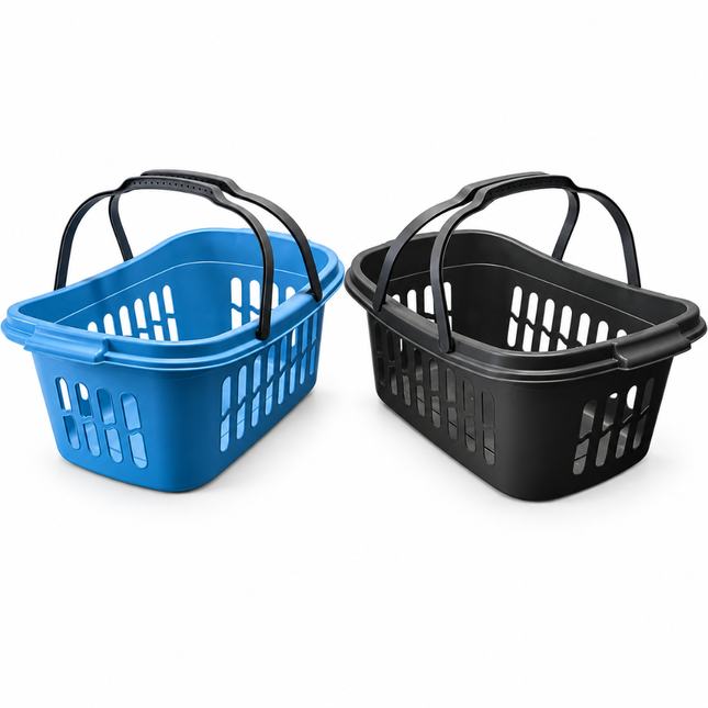 Winkelmand met Hengsel – Set van 2 – Boodschappenmand – Met Handgrepen – 53x36x24 cm.